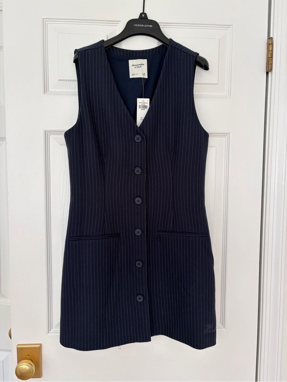 Abercrombie & Fitch Navy Pinstripe Sleeveless Dress NWT, medium